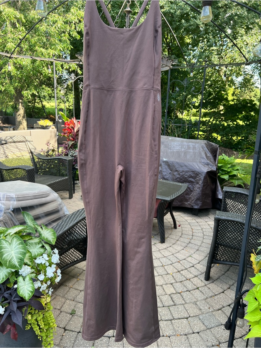 Women’s workout  Brown Wide-Leg bodysuit Jumpsuit